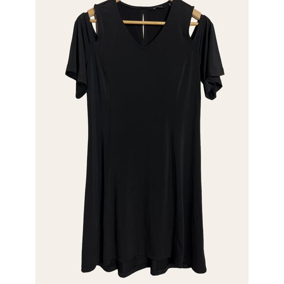 H by Halston Heritage Black Cold Shoulder V-Neck Jersey Dress Size XS Petite - Picture 1 of 6